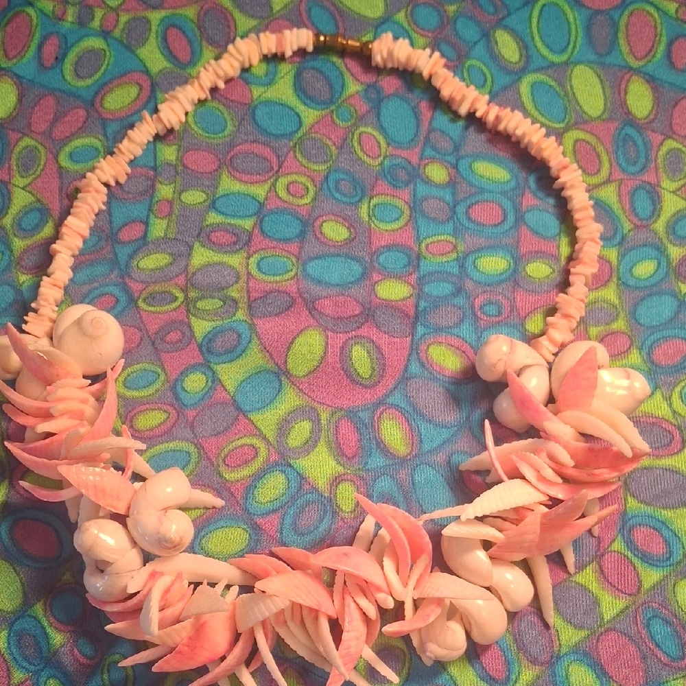 Perfect For A Wedding Pink Puka Shell Hand Made Statement Necklace